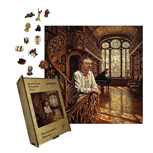 Деревянный пазл Благородный Франко, А4, Картонная коробка 100 элементов