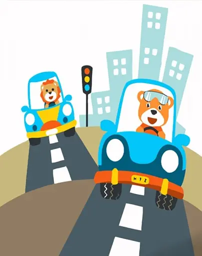 Набор для росписи по номерам Гонки в городке, Strateg, 30x30 см, ES149