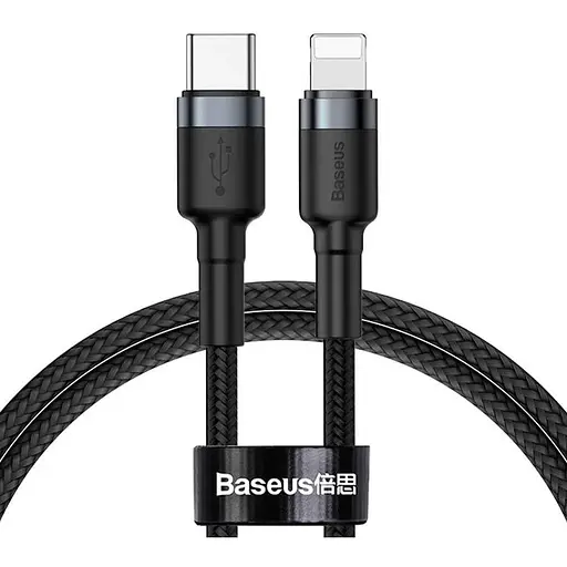 Кабель Baseus Cafule Cable Type-C to lightning PD 18W 1 м Серый+Черный