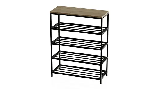 Полиця для взуття Слайм 4 Ferrum-decor 820x630x260 Чорний метал ДСП Дуб Сонома 16 мм (FRD-105162) - фото 7