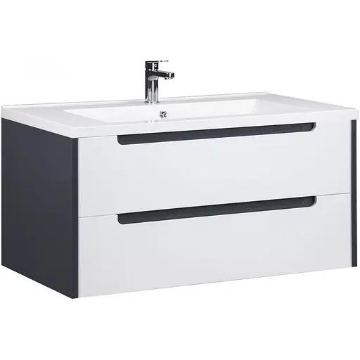 Тумба Мойдодир Paula 100-A з умивальником Cosmopolitan 100 Білий/графіт - фото 1