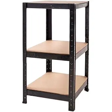 Стелаж металевий 100x40x30 см ЧОРНИЙ 3 полички MДФ (5 мм) БОНА-ПРО