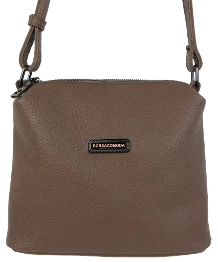Женская наплечная кожаная сумка Borsacomoda бежевая sum0028717 - фото 3