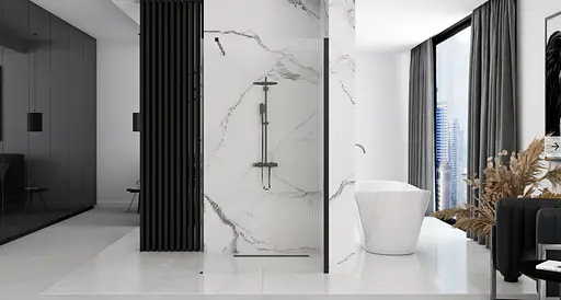 Душова стінка Rea Aero 120 intimo black REA-K4122, прозорий, чорний матовий - фото 2