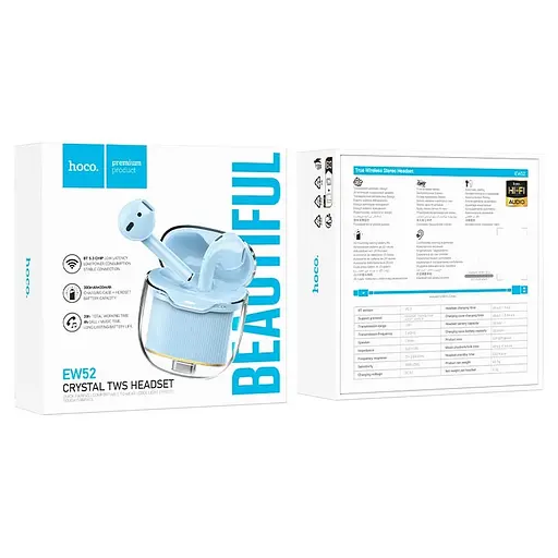 Беспроводные TWS наушники Hoco EW52 вкладыши blue - фото 4