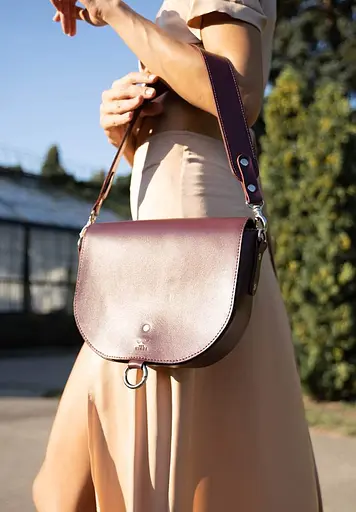 Женская кожаная сумка Ruby L бордовая  краст - фото 2