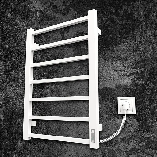 Электрический полотенцесушитель Kosser Лофт 700x500 ER тайм. белый ДЛФ01ERW, Белый матовый, Правое - фото 1