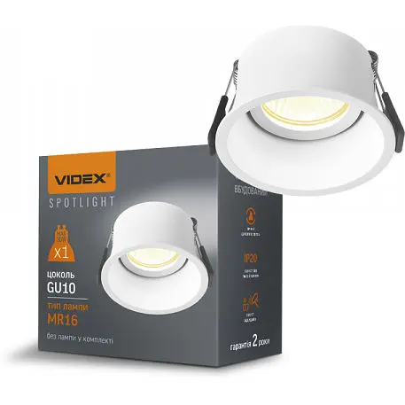 Світильник Videx під лампу GU10 врізний Круглий Білий VL-SPF09R-W - фото 1