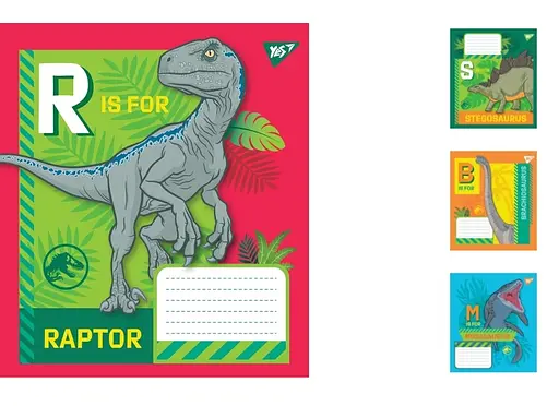 Зошити учнівські 12 аркушів лінія. YES Jurassic World, 25 шт. в упаковці