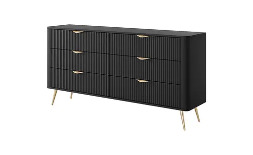 Комод Perfect Home Ланте / Lante з 6 шухлядами і золотими ніжками 6S/163 Чорний (PFH-091190)