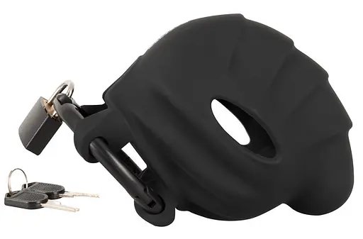 Мужской пояс верности Black Velvets Cock & Ball Cage 10 см черный - фото 4