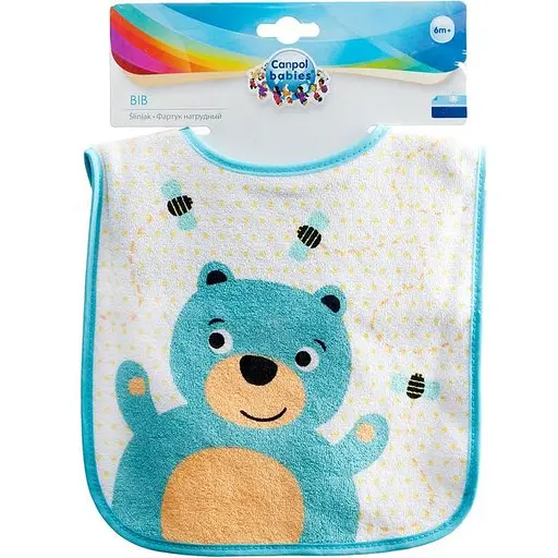 Нагрудник-слюнявчик бавовняний Canpol babies Ведмедик блакитний (15/104) - фото 2