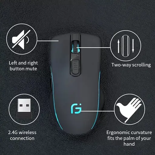 Мишка бездротова ігрова Gamousе X9 з акумулятором та підсвіткою Black 2.4G Bluetooth - фото 3