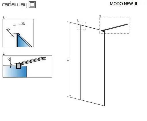 Душова перегородка Radaway Modo New II 155 см 389155-01-01 - фото 3