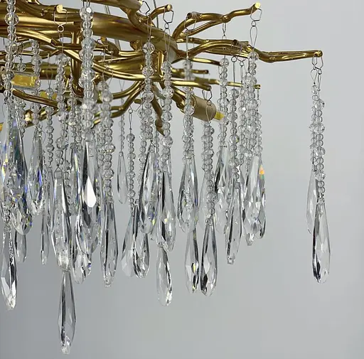 Люстра в золотистом корпусе с подвесными хрустальными элементами Ст. MD 6006 GD | Line F - фото 5