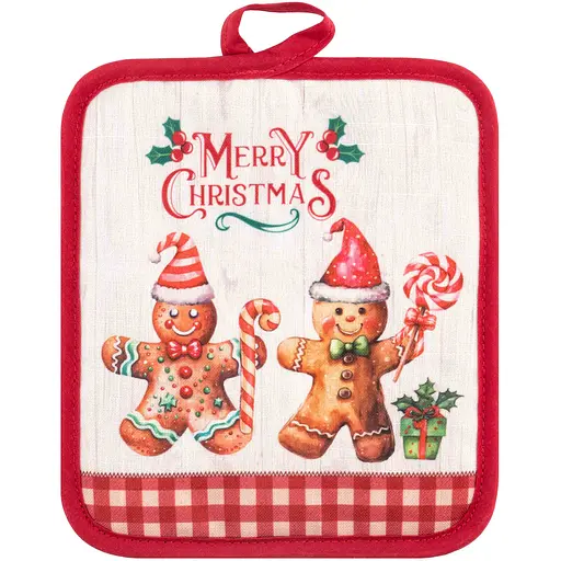 Прихватка Ardesto Christmas Gingerbread 18х20см, 100% поліестер (верх), 100% бавовна (низ), червоний (ART04HG) - фото 1