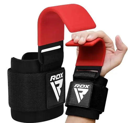 Крюки для тяги на запястье RDX W5 Gym Hook Strap Red Plus (WAN-W5R+) - фото 2