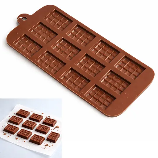 Силиконовая форма на планшете для шоколада на 12 мини-плиток 21 × 10,5 см Коричневый 88278 - фото 1