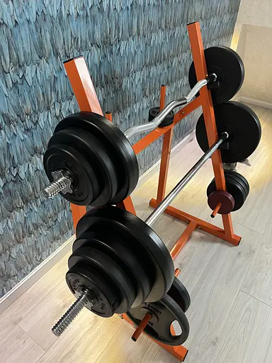 Штанги з гантелями RN Sport 4 грифи + 150 кг дисків + рукавички - фото 7