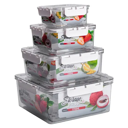 Набор лотков для хранения продуктов Yiwu HP-27-4 4 штуки 0.7 л 1.7 л 3.3 л 5.7 л