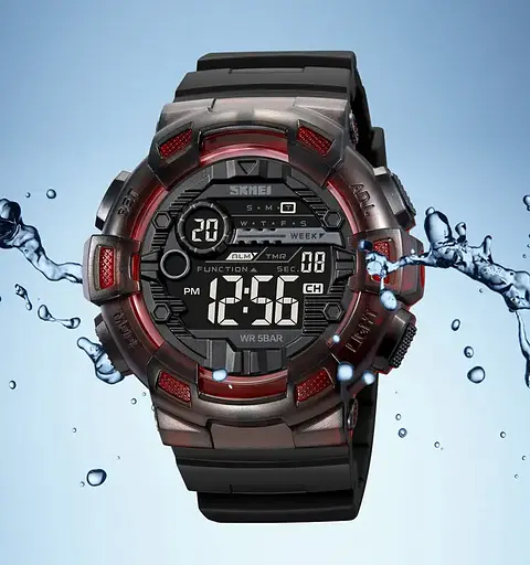 Годинник чоловічий спортивний наручний Skmei 2110 (Чорний з червоним) - фото 6