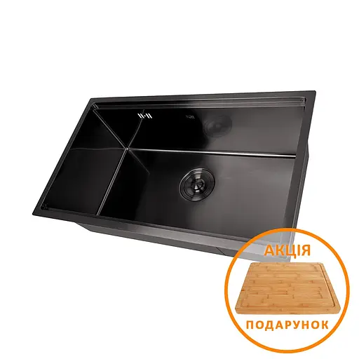 Кухонна мийка чорна врізна з PVD покриттям багатофункціональна Nett NB-7042, Чорний - фото 1