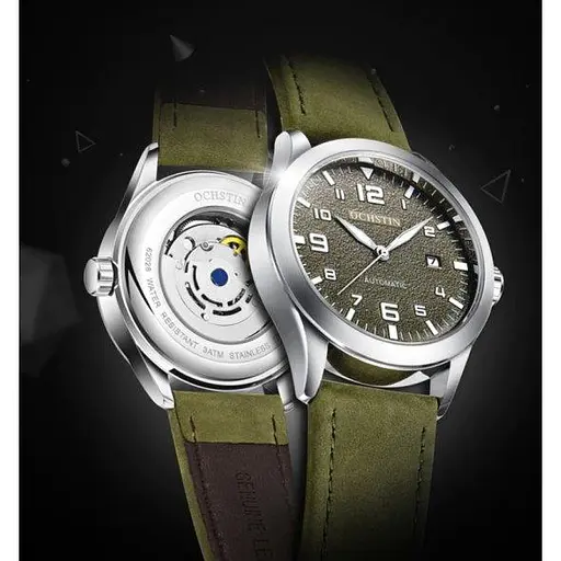 Водостойкие механические часы Ochstin Military silver - фото 7