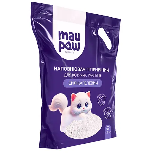 Уцінка. Наповнювач гігієнічний силікагелевий MAU PAW для котячих туалетів 10 л, 4.2 кг 1-8 мм (973576) - фото 2