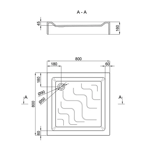 Душевой поддон Lidz Mazur ST80x80x16 - фото 5