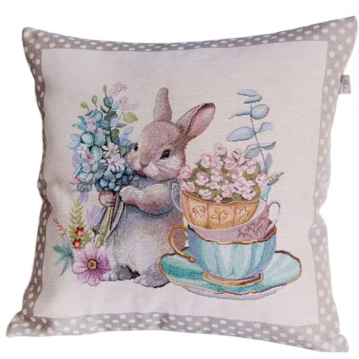 Подушка Прованс Очарование Зайчонок гобелен 45х45 см (44286) - фото 1