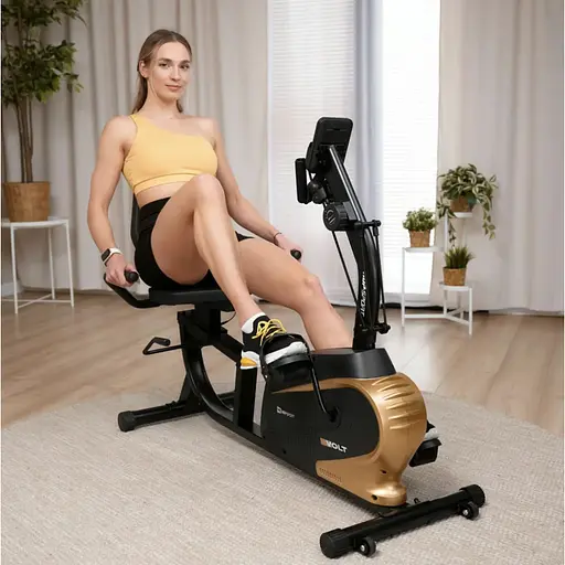 Горизонтальный велотренажер Hop-Sport HS-045L Volt магнитный золотистый - фото 2