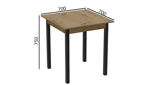 Стіл кухонний Ferrum-decor Агата 75x70x70 Чорний ДСП Дуб Артізан 16мм (FRD-105673) - фото 3