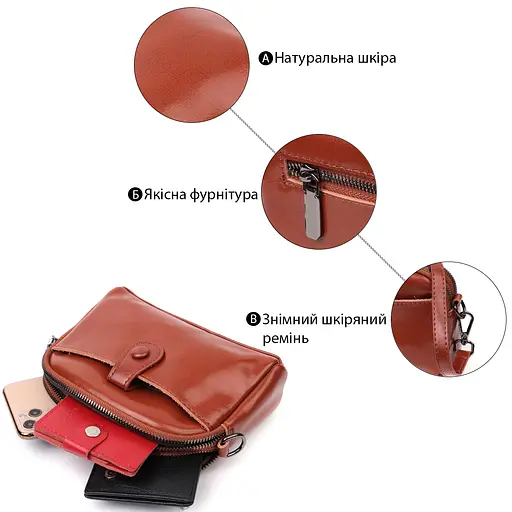 Женская сумка Vintage на каждый день из натуральной кожи 18.5х12.5х5.5 см sum0029062 - фото 4