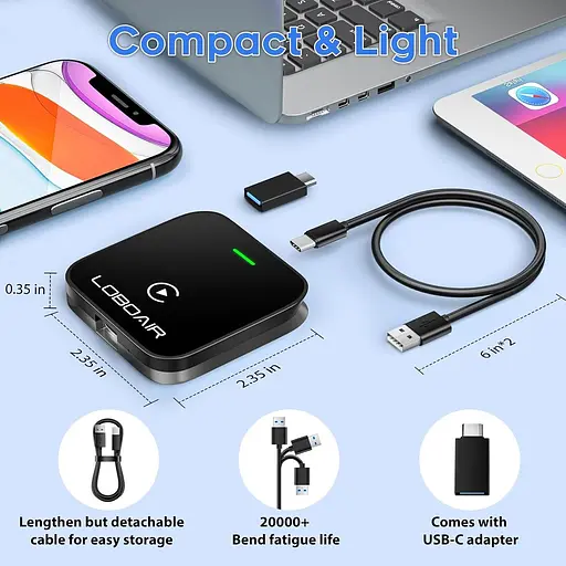 Бездротовий адаптер CarPlay, 2024 Автоматичний адаптер CarPlay перетворює дротове з'єднання на бездротовий - фото 3