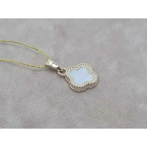 Золотая подвеска Платон Клевер с перламутром. 2П125/68Б - фото 2