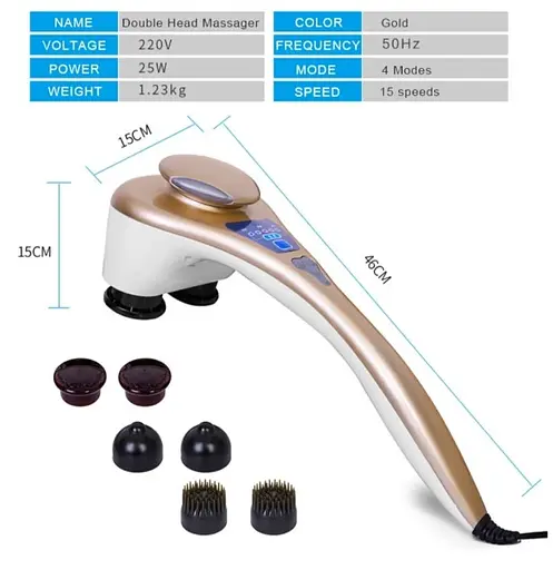 Ручний масажер 518-А Вібромасажер для тіла 25Вт (6 насадок) - фото 5