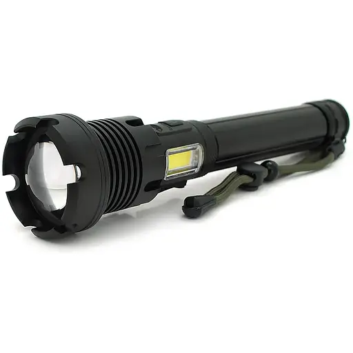 Фонарь ручной Voltronic XHP90, 1LED XHP90, 45W, боковой светодиод, 7 режима, ZOOM, 2х18650/6200mah, Black, IP40, кабель USB-Type-С, 260х60х35мм, BOX