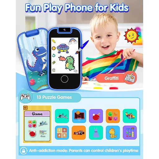 Модернизированный детский телефон-игрушка FILP для детей 3, 4, 5, 6 лет, сенсорный с камерой - фото 5