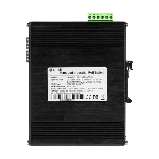 PoE-коммутатор 10-портовый управляемый L2+ E-LINK LNK-IMC208-2.5GPM-SFP+ 2.5G с 8 портами PoE, 240W (73-00139) - фото 4