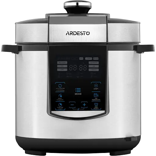 Мультиварка-скороварка Ardesto MPC-P226 900Вт 6л книга рецептів нержавіюча сталь+пластик срібляста