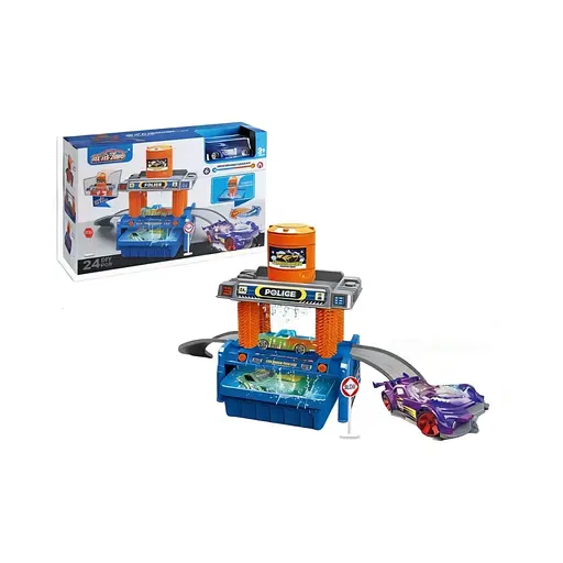 Автомойка с треком 660 S 104, меняющая цвет машинка, бак для воды, контейнер, аксессуары, наклейки - фото 2