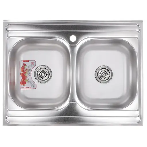 Кухонная мойка накладная Zerix Z8060B-08-180E satin ZX1620, Нержавеющая сталь - фото 1