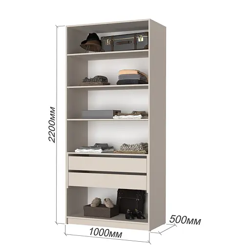 Шафа 2-дверна MebelStar Оскар ДСП BG, блок шухляд+полиці 100x52x220 см Аляска білий (MBS-4522) - фото 3