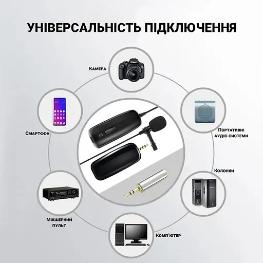 Безпровідний мікрофон для телефону, смартфона петлічний Savetek P7-UHF, до 50 метрів (100672) - фото 5
