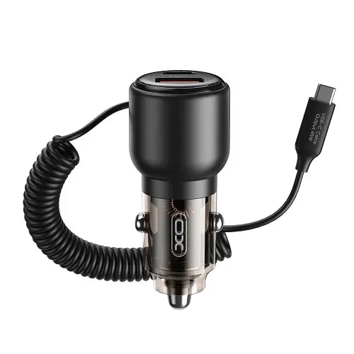 Автомобільний зарядний пристрій XO CC59 car charging built in Type-C with cable (Type-C to Type-C 110W) Чорний - фото 4