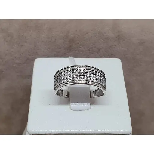 Срібне кільце Агні Річка Широка з фіанітами. 1578/9Р-CZ 17,5 - фото 4