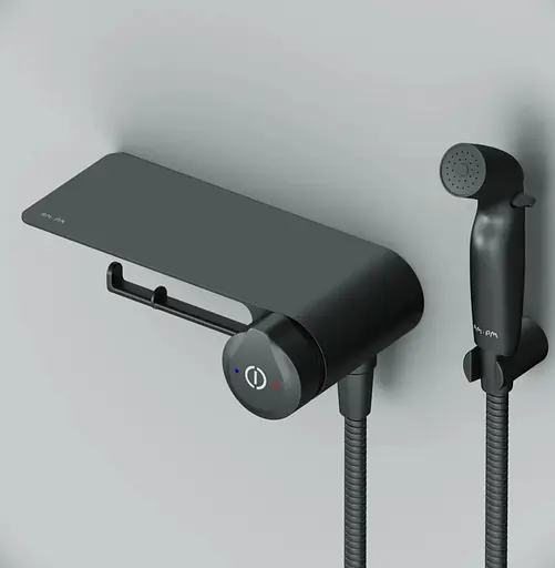 Гігієнічний душ Am.Pm X-Joy із змішувачем та полицею, чорний матовий F0H85A822 - фото 4