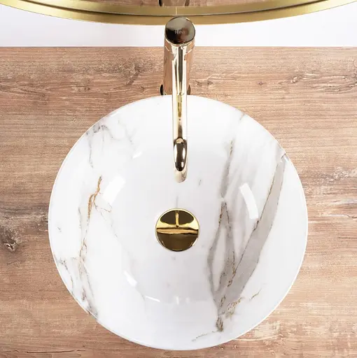 Умивальник Rea Stella aiax shiny накладний REA-U9088, Мармур - фото 4