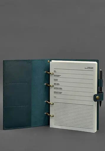 Шкіряний блокнот з датованим блоком (Софт-бук) 9.1 зелений - фото 3