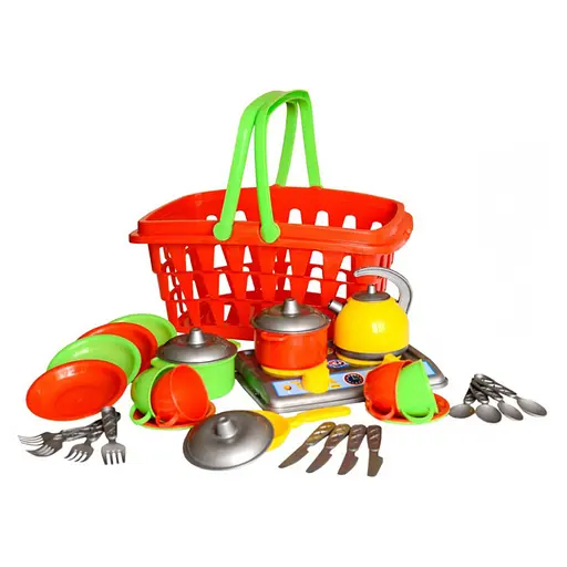 Игровой набор посуды в корзинке "Галинка 10 ТехноК" (28 шт) 1172 - фото 1